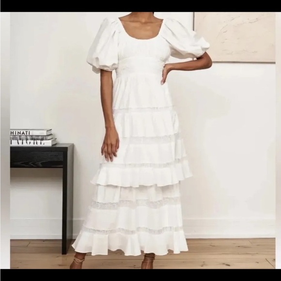 La Ligne Dresses & Skirts - NEW NWT La Ligne Cosi White Tiered Lace Maxi Dress size‎ M reg $395